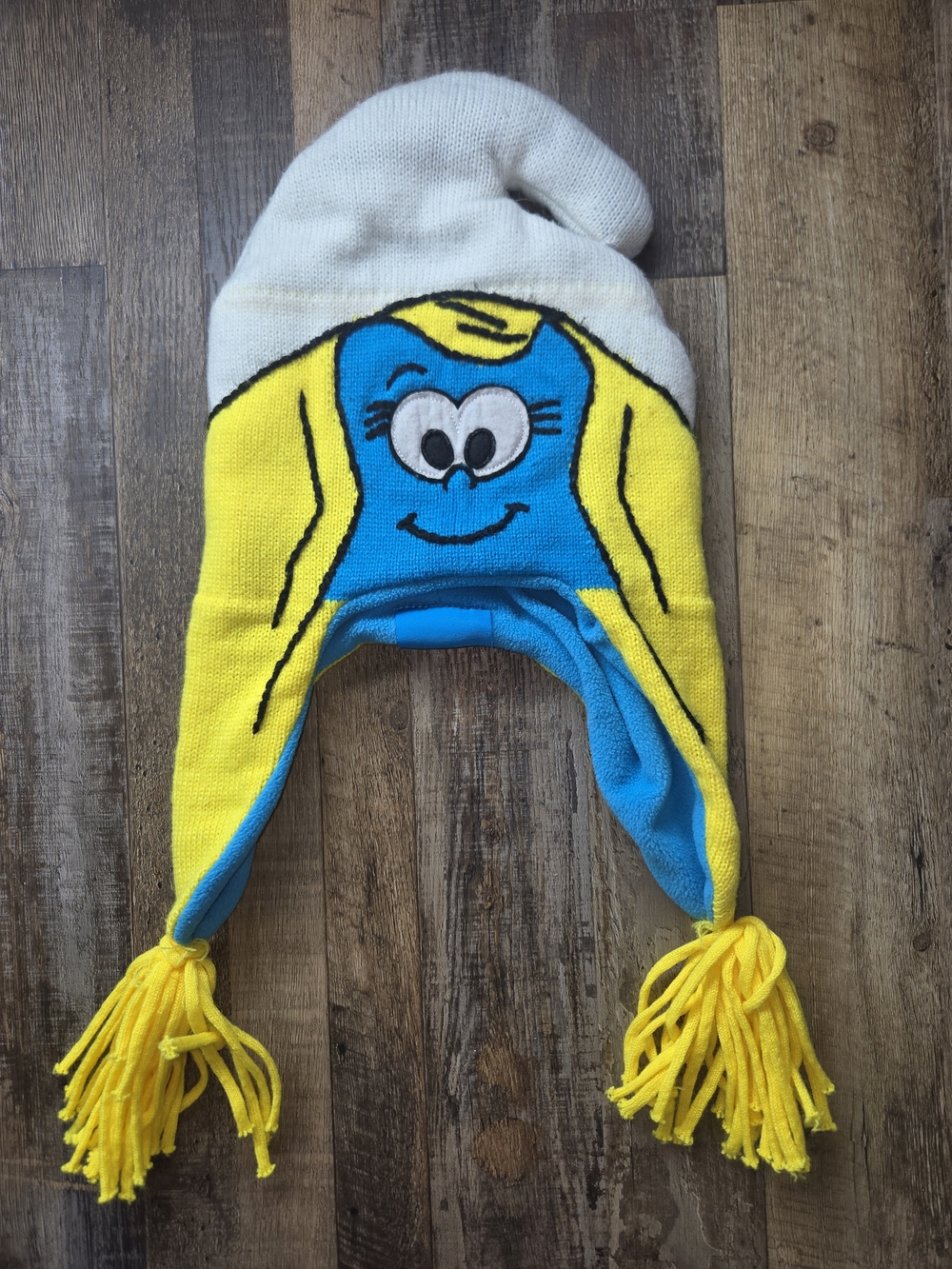 Blue and Yellow Character Earflap Knit Hat - Women Accessories Hats